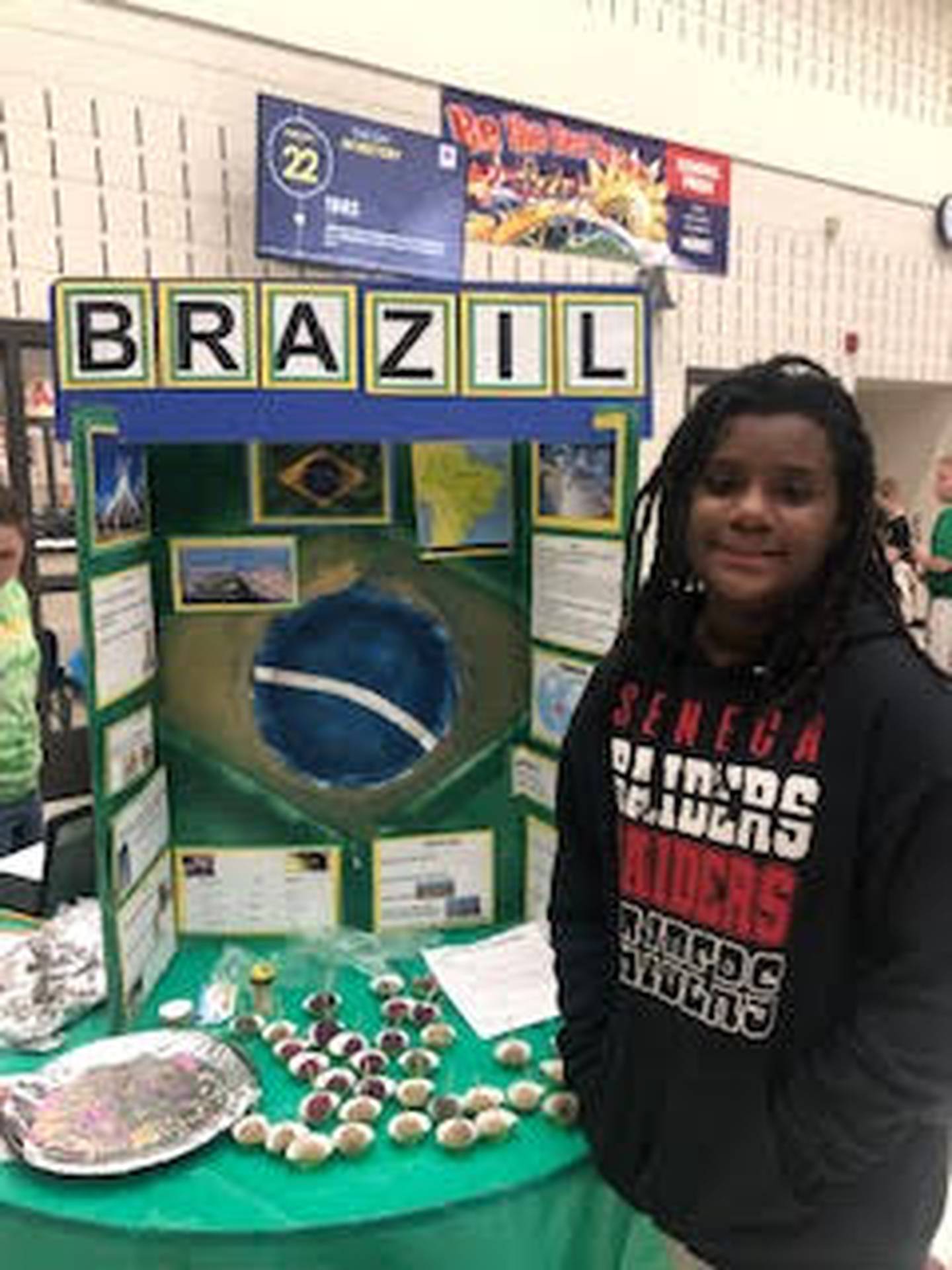 From perogies and churros to kringla and schnitzel, Seneca Grade School geography teacher Julie Yunker’s class had a plethora of treats for sampling at their geography fair. More than 50 countries were represented by students excited to share the customs and cultures of their selected countries.
