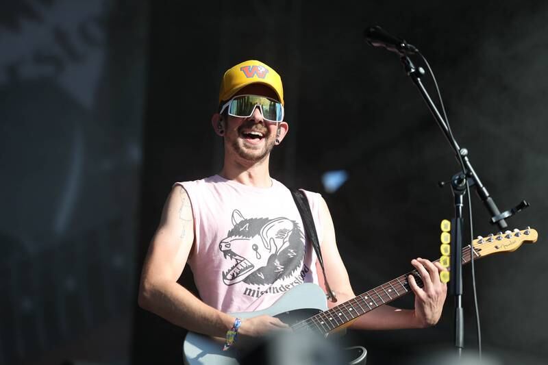 Kyle Geib of Sincere Engineer guitar at Riot Fest on Saturday, Sept. 21, 2024 in Chicago.