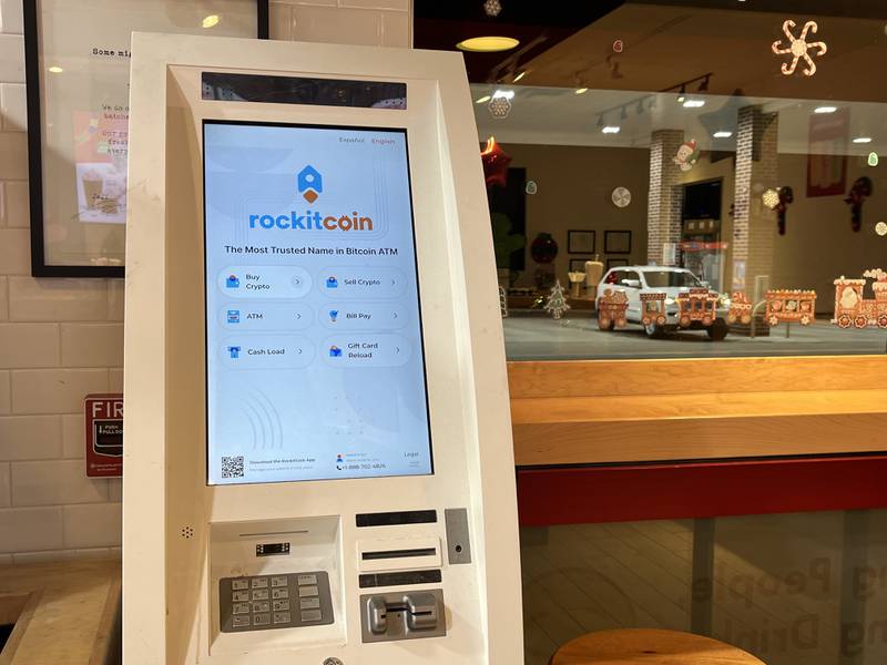 A RockItCoin bitcoin ATM seen on Monday, Dec. 9, 2024, at Gas N Wash, 700 E. Lincoln Highway, New Lenox.