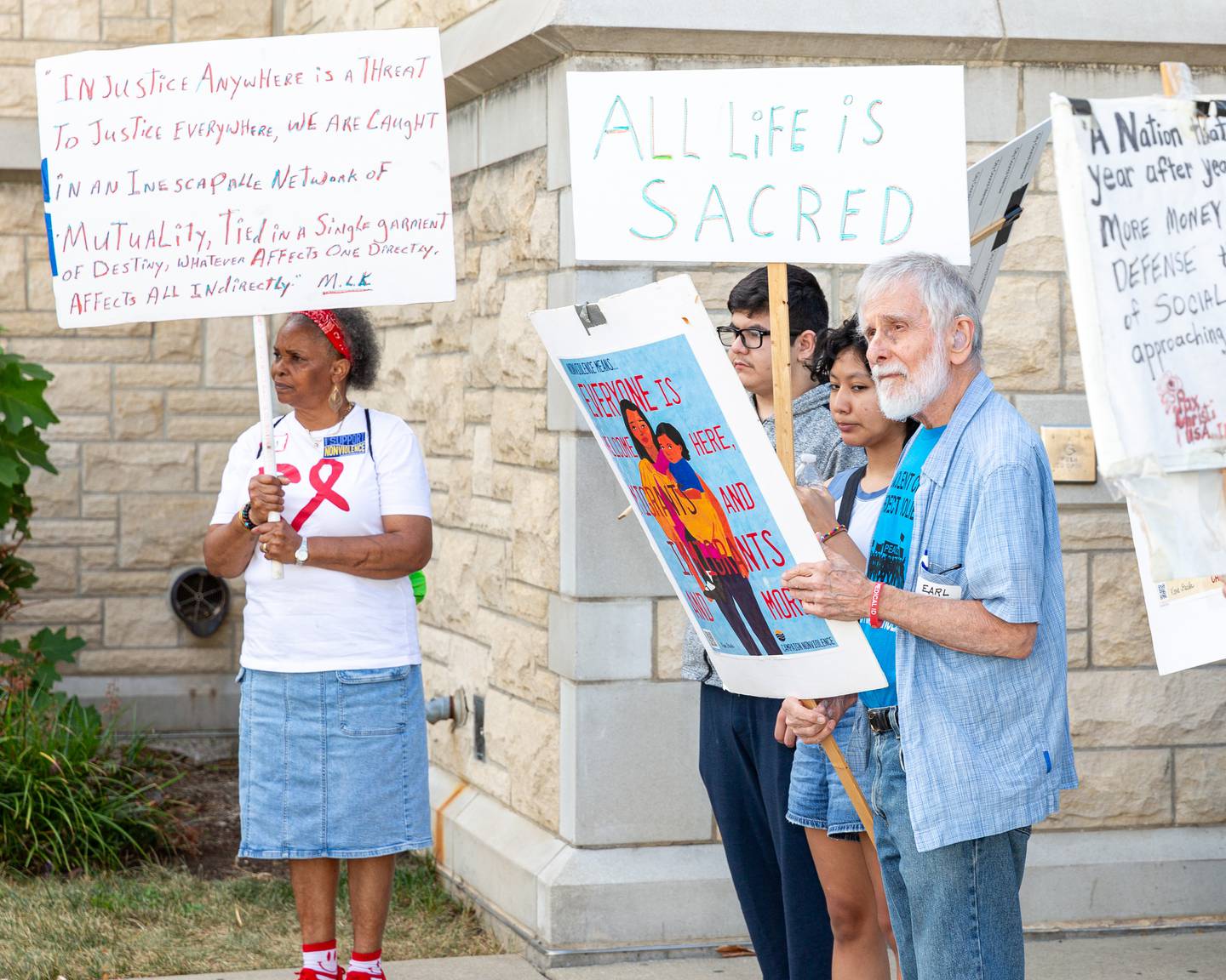 Marchers before the Peace Walk at the Joliet Central High School Peace Walk. Sept 21, 2024 in Joliet.