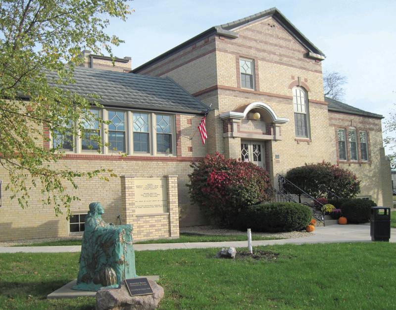 The Oregon Library is located at the corner of Jefferson Street and S. Third Street in Oregon.