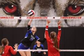 Photos: Hinckley-Big Rock volleyball travels to Indian Creek for conference matchup