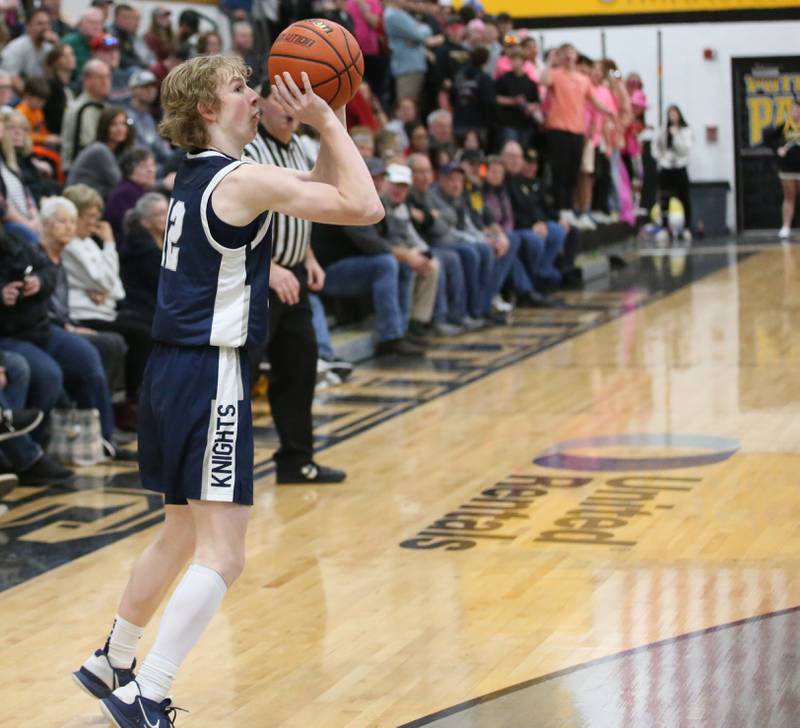 Fieldcrest's Jordan Heider shoots a wide-open shot against Putnam County on Tuesday, Feb. 7, 2023 at Putnam County High School.