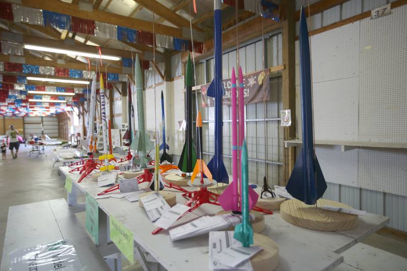 Model rockets are on display at the Marshall-Putnam 4-H Fair on Wednesday, July 9, 2023 in Henry.