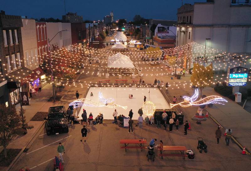 An aerial view of Frosty on First Street on Friday, Nov. 7, 2025 downtown La Salle.