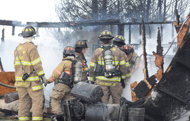 Firefighters from several area departments extinguished a garage fire at 7483 E. Husking Peg Road on Friday, Feb. 14, 2025. The detached garage was a total loss. No injuries were reported.