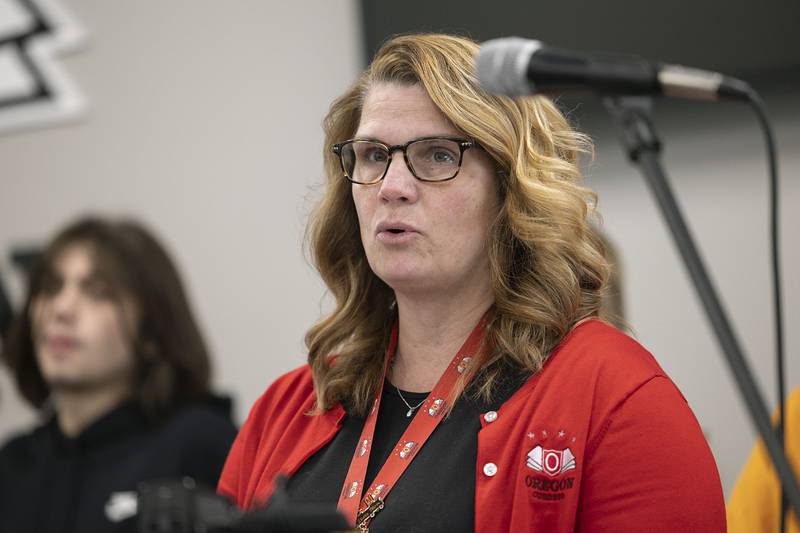 Oregon High School Principal Heidi Deininger speaks about the affect Spanish teacher Kimberly Radostits has made on the students at Oregon High School.