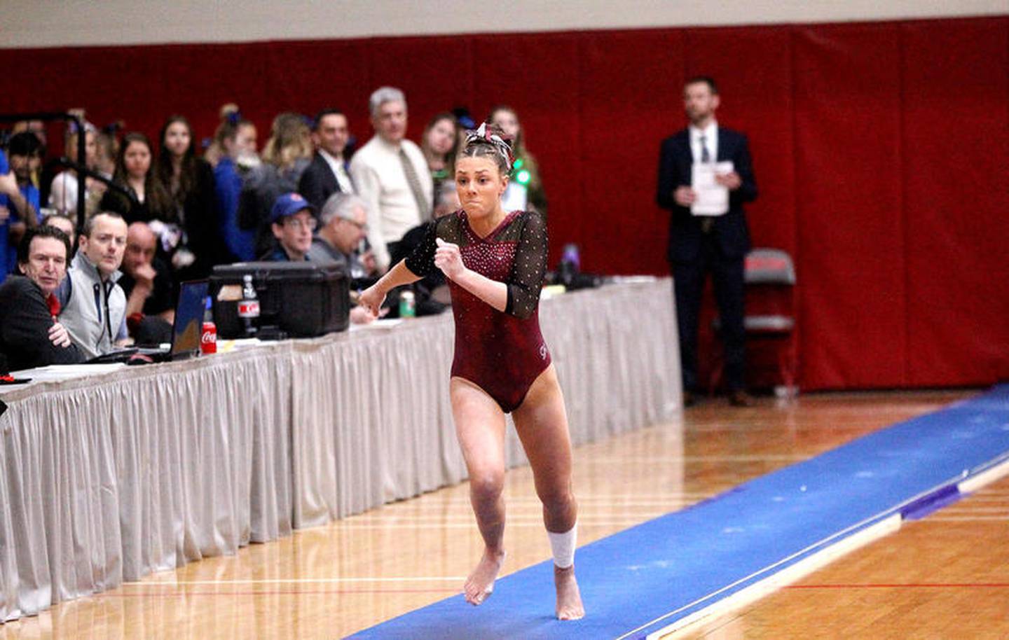 Prairie Ridge co-op's Gabby Riley competes on the vault during the 2020 IHSA State Gymnastics Individual Finals at Palatine High School on Feb. 22.