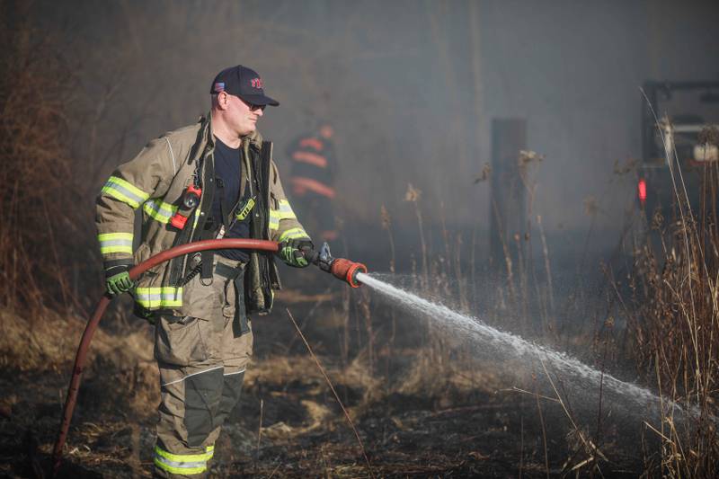 Fourteen acres of land were burned Thursday, Jan. 30, 2025 in a brush fire near Harvard.