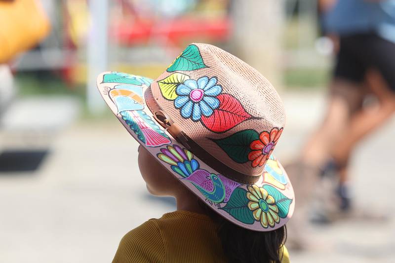 A little girl wears a custom cowboy hat at the Will County Fair on Sunday, August 25, 2024 in Peotone.