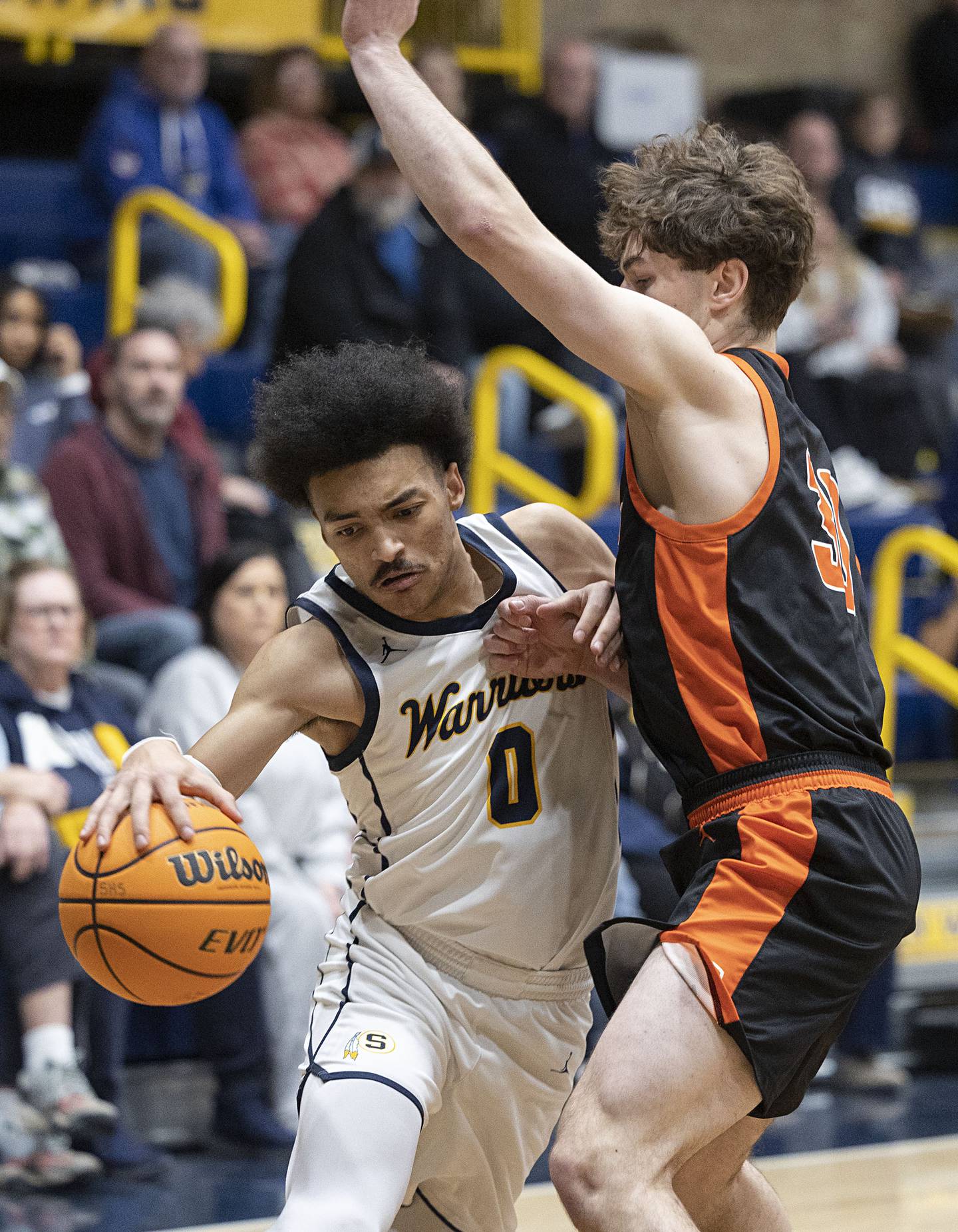 Sterling’s Xavian Prather works against UT’s Tyler Horvath Friday, Jan. 16, 2026.