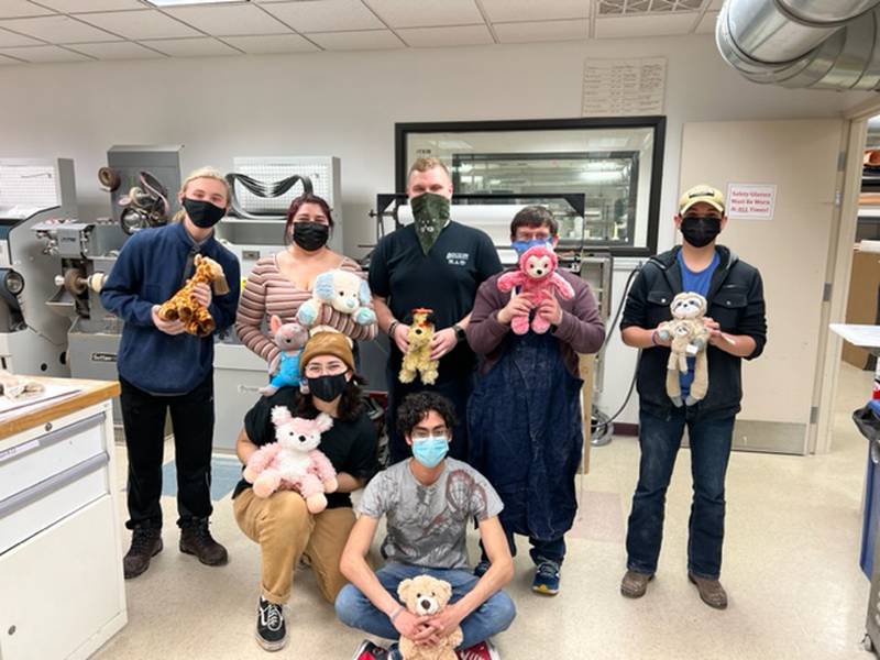 Students in the Joliet Junior College orthotics and prosthetics program worked with local Boy Scouts to create orthotic and prosthetic devices for donated dolls and stuffed animals to then pair the dolls and animals with a child with the same device.