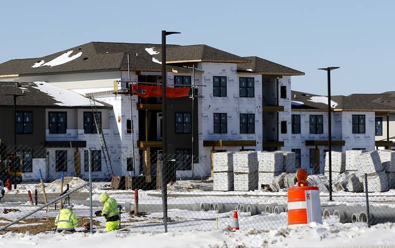 Work continues on the Waters Edge development project on Feb. 20. 2025, in Crystal Lake.