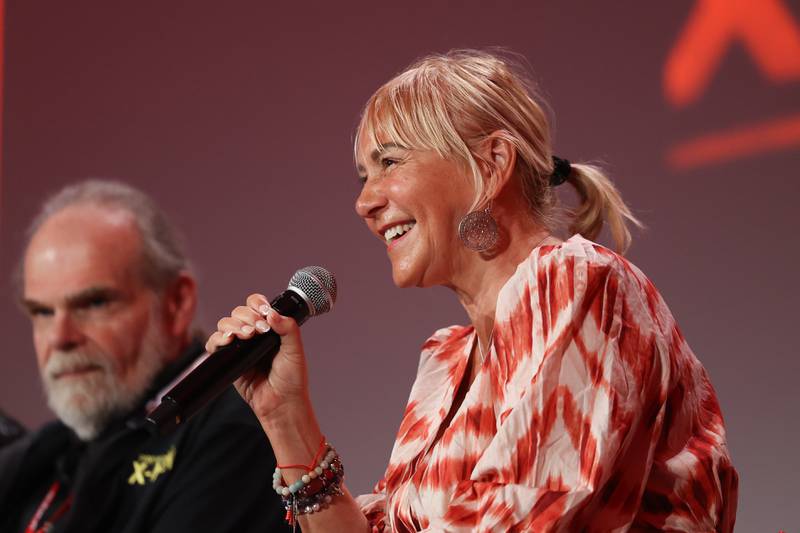 Actor Lenore Zann, who did the voice of Rogue, speaks at the X-Men: The Animated Series cast reunion panel at C2E2 Chicago Comic & Entertainment Expo on Friday, March 31, 2023 at McCormick Place in Chicago.