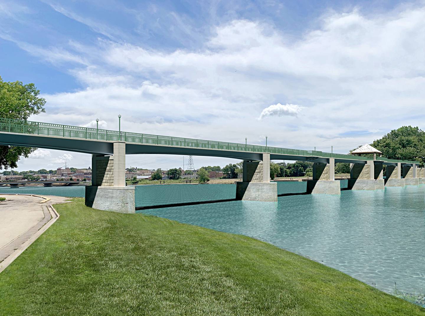 Artist’s renderings of the bridge crossing the Rock River in Dixon as part of the multi-use path project.