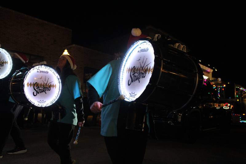 The Crystal Lake Strikers perform during the Downtown Crystal Lake Festival of Lights Parade on Nov. 28, 2025.