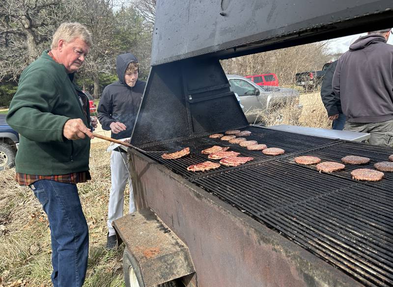 John Pearson, president of the Ogle County Beef Producers, was on grill duty at the Hazelhurst Spring Consignment Auction on Saturday, April 5, 2025.