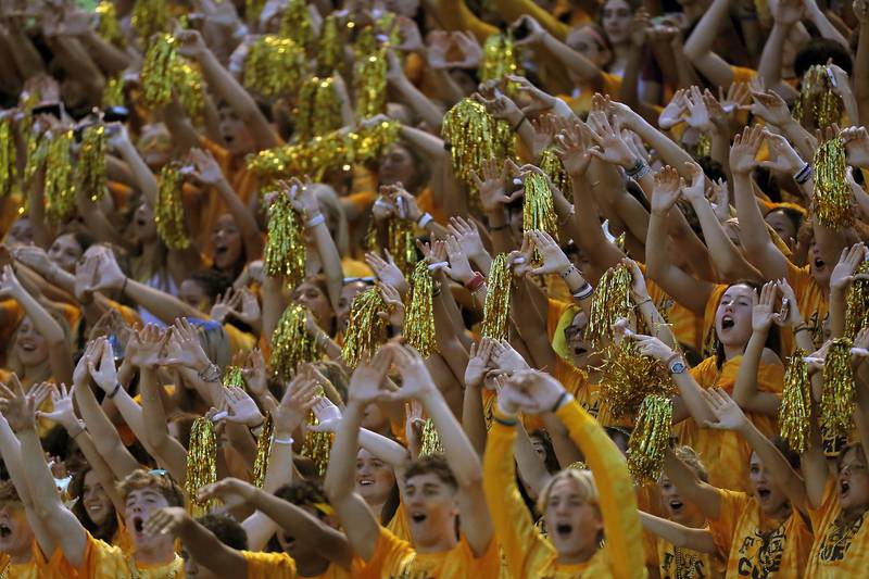 Fremd fans cheer their team on against Hersey Friday September 1, 2023 in Palatine.