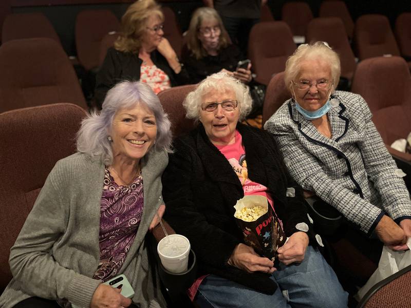 Becky, Betty and Mildred enjoy time at the Movie Theatre for Monday Movies for Seniors.
