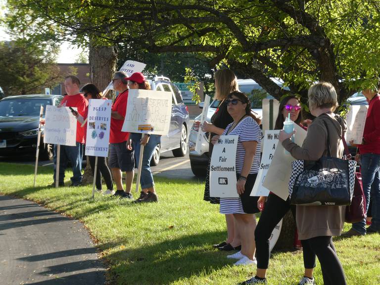 A collection of Prairie Grove District 46 staff including bus drivers, paraprofessionals and custodians are protesting this week after contract negotiations with the district for the current school year have stalled.