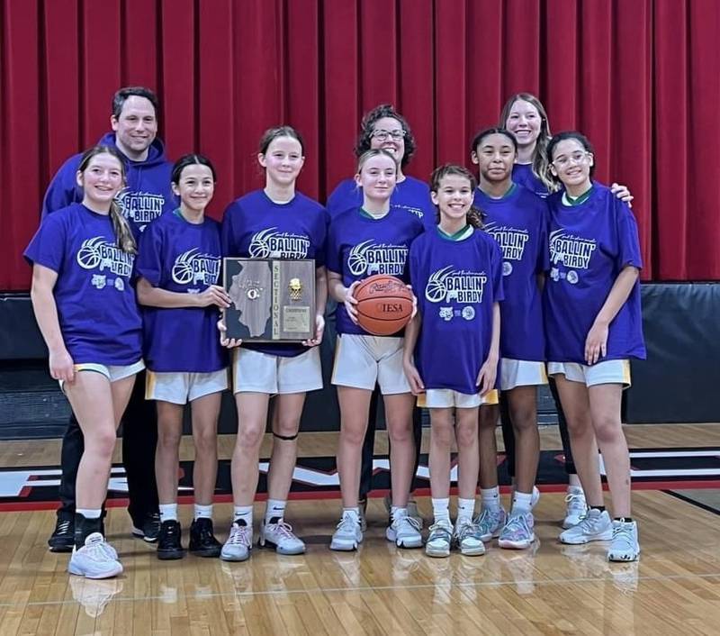 Spring Valley JFK defeated Princeville 40-5 to capture the Class 2A Indian Creek Sectional seventh-grade championship on Wednesday. The Wildcats (25-1) advance to the state tournament at to play Sidell Salt Fork (17-4) at 10 a.m. Saturday, Dec. 7 at Riverton High School. Team members are Marleigh Gray, Miracle Wright, Josie Edgcomb, Vivi Verucchi, Yaz Mandujano, Brynn Pellegrini and Kera Arnold and coaches TJ Orlandi, Caitlin Gerdes and Bri Verucchi.