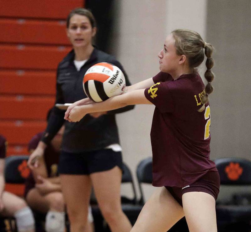 Brian Hill/bhill@dailyherald.com
Loyola’s Maria Stevens (2) against the ICCP Knights Saturday September 17, 2022 in Wheaton.