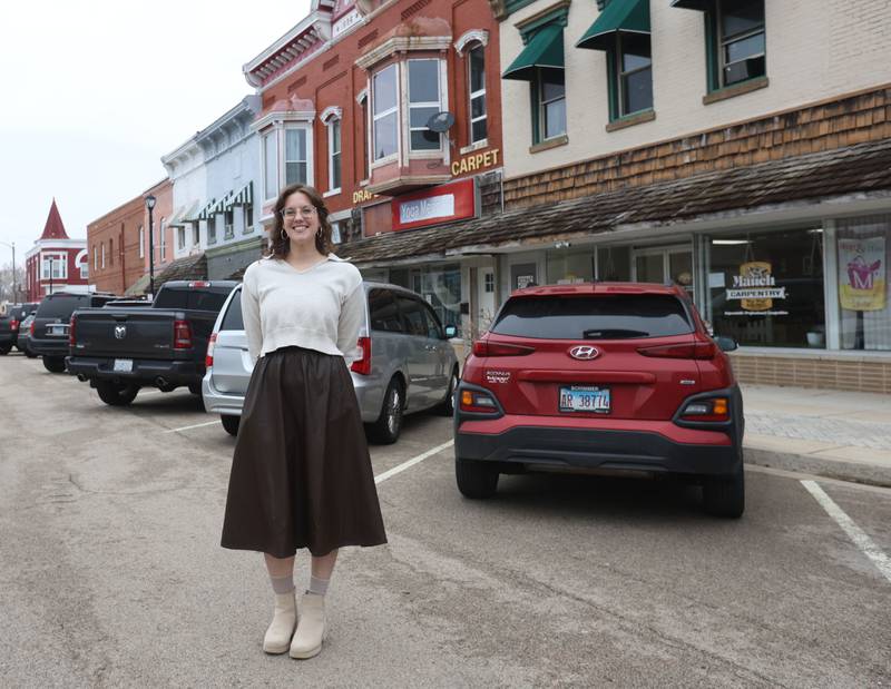 Madeline Piller, president/CEO of the Mendota Area Chamber of Commerce, poses for a photo on Illinois Avenue on Friday, Jan. 9, 2026 in Mendota.