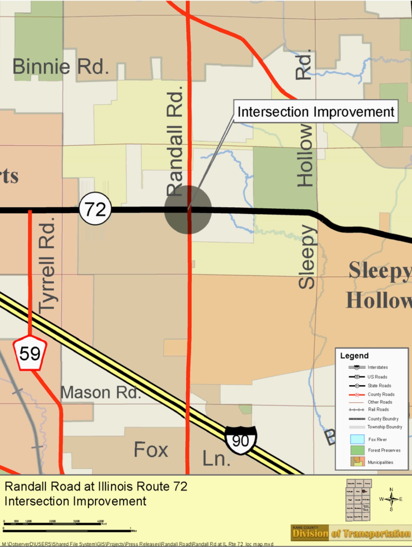 Construction crews are closing lanes on Randall Road in northern Kane County starting in April, 2026.