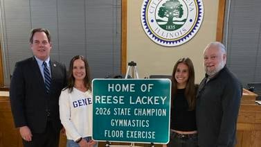 Geneva recognizes state gymnastics champ Reese Lackey with new sign