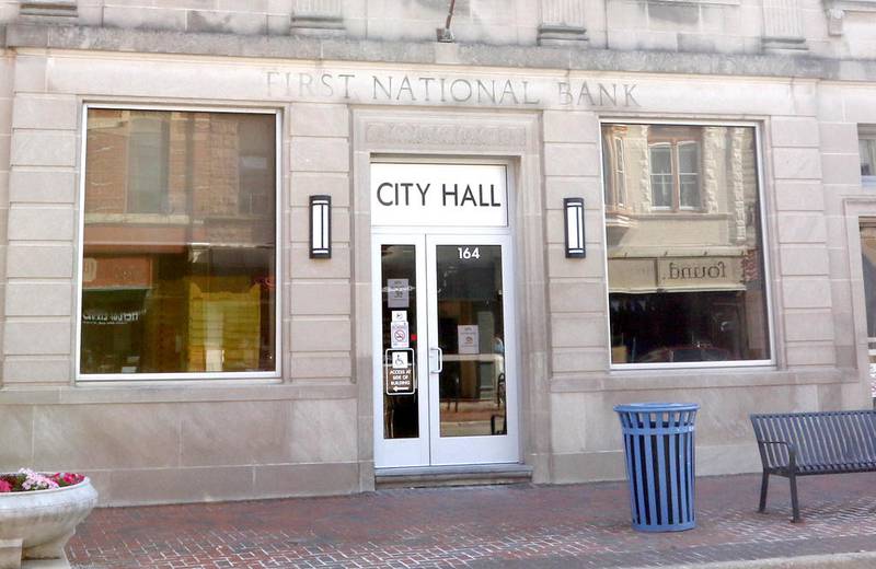 As the new sign says above the door, the Nehring building at 164 E. Lincoln Highway is now DeKalb City Hall.