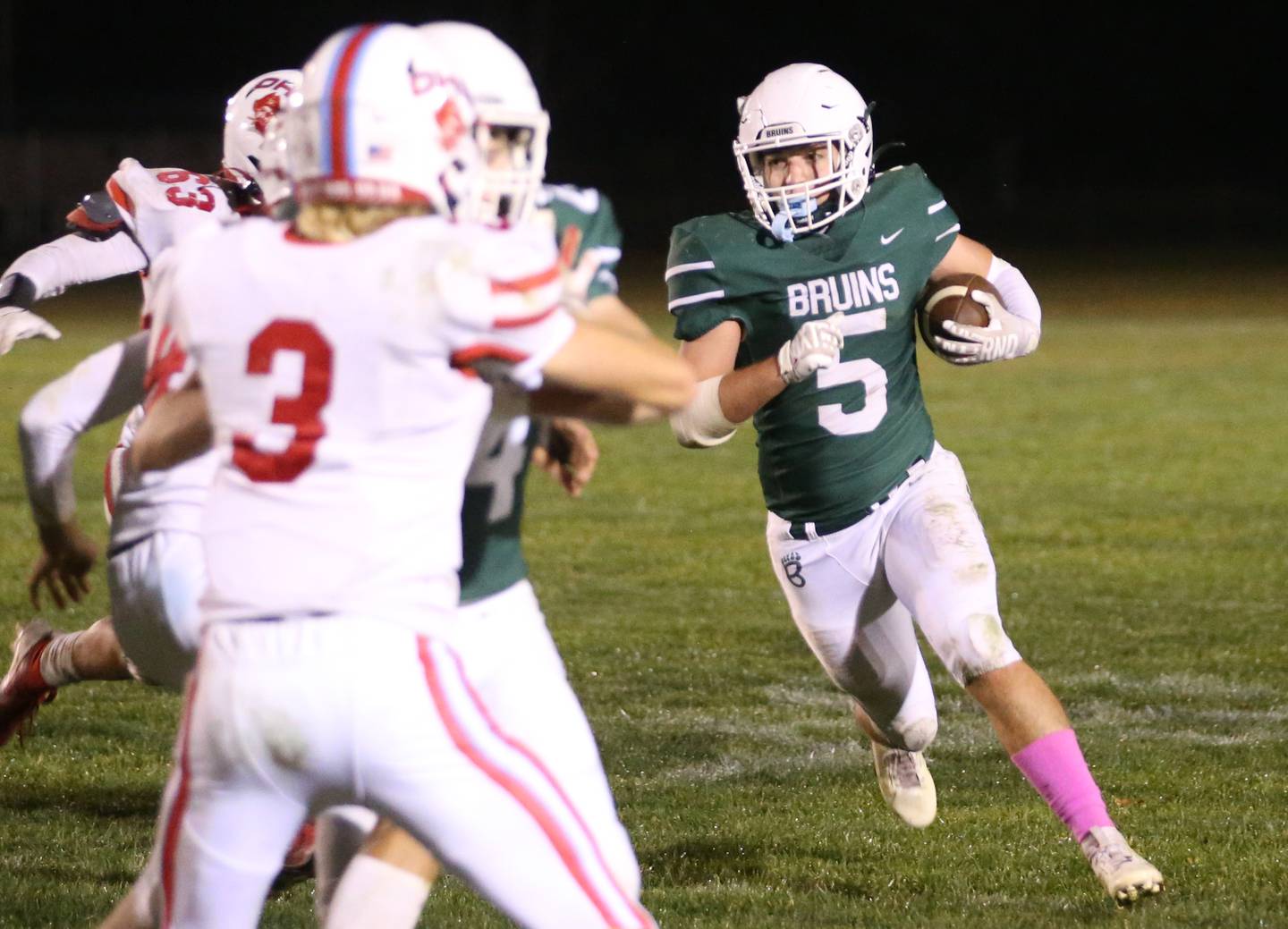 St. Bede's Hueneburg runs the ball down the field against Ottawa on Friday, Oct. 25, 2024 at St. Bede Academy.