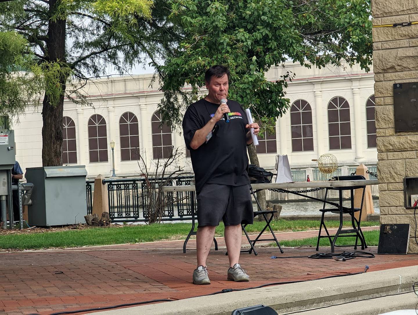 Jeff Gregory, president of the Joliet Pride Network, speaks at the third Joliet PrideFest.  The Joliet Pride Network held the event on Saturday, Sept. 17, 2022, at the Billie Limacher Bicentennial Park and Theatre in Joliet. The family friendly event included an all-age drag show, live music, food, and activities for children and teens.