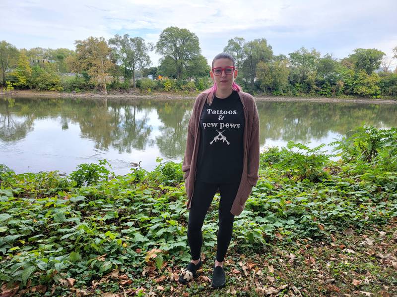 U.S. Army Veteran Melanie McCummiskey poses for a photo at Bird Park in Kankakee.