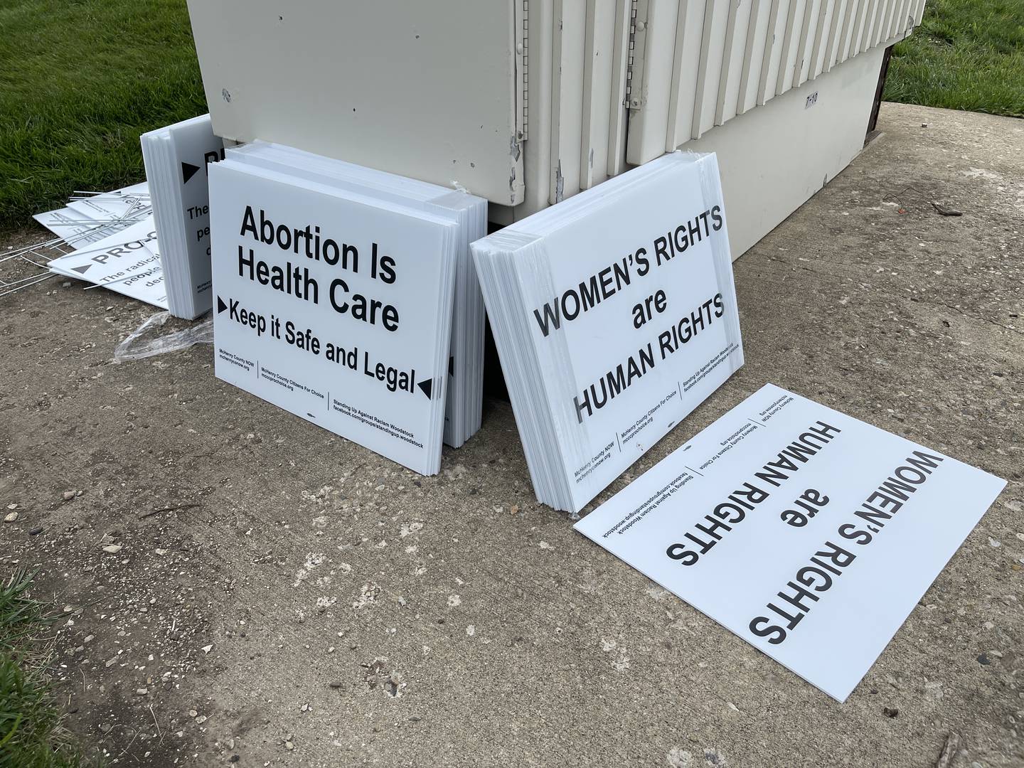 The organizations who held the rally provided signs to those in attendance. A pro-choice rally in Algonquin Saturday, Aug. 13, 2022, drew more than 50 people.
