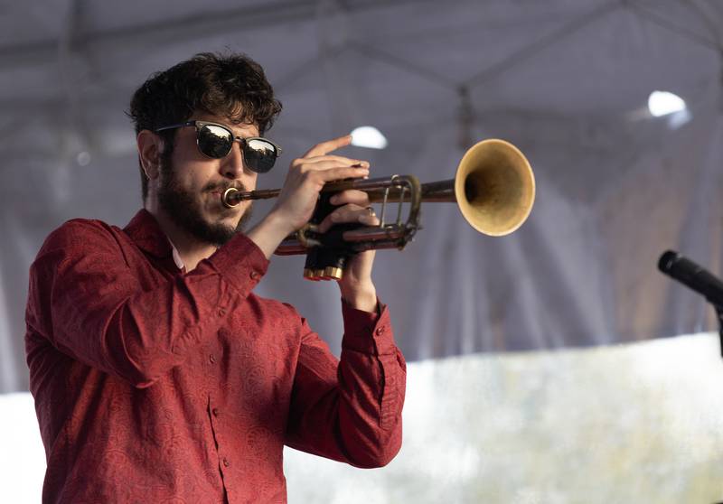 A member of The Sam Fazio Quartet performs on Saturday, Sept. 9, 2023 at the LaSalle Business Association's Jazz'N the Street event.