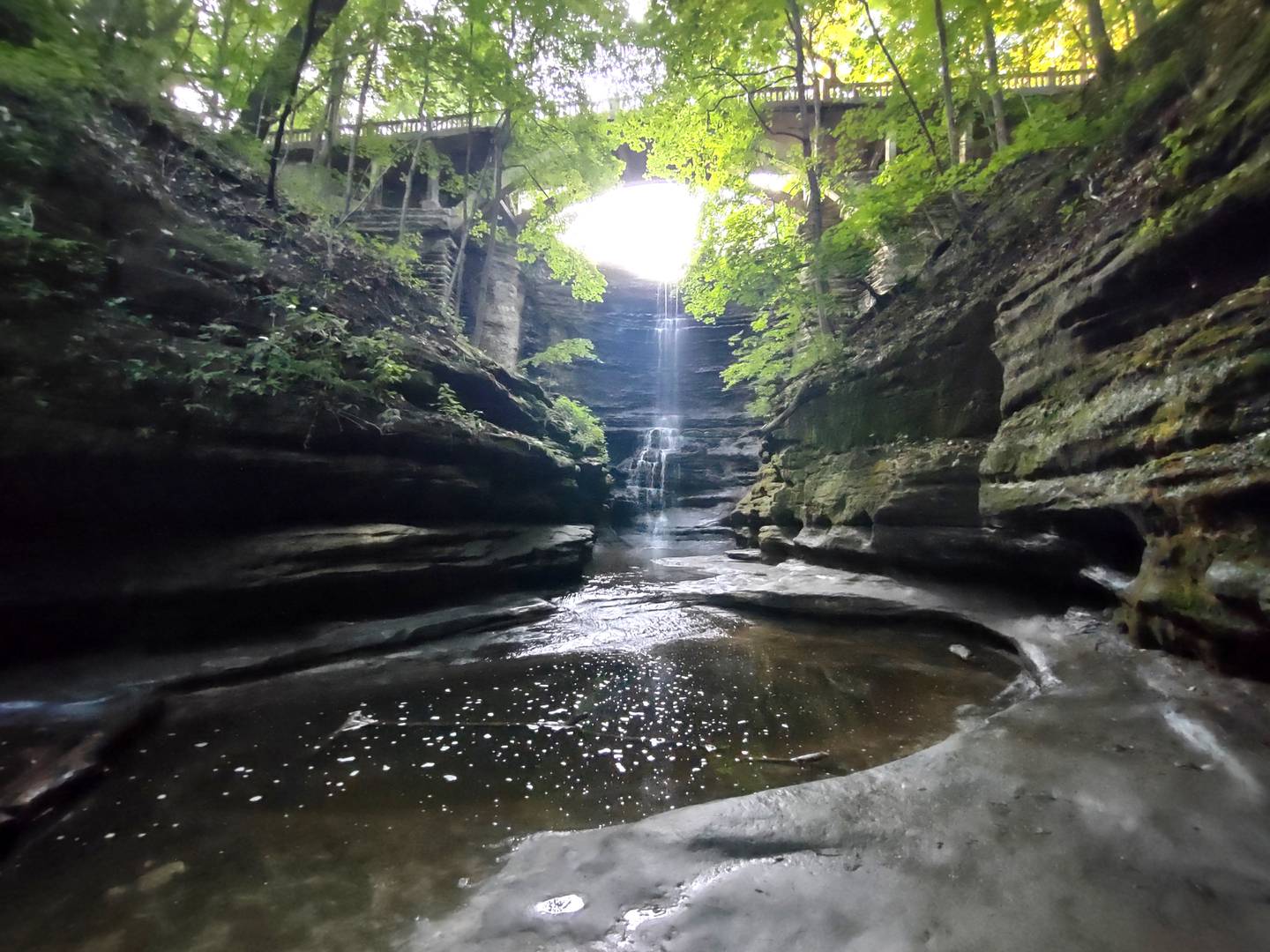 Despite drought conditions, Deer Creek still flows through Matthiessen State Park because it is fed by Matthiessen Lake and the park's Lake Falls.