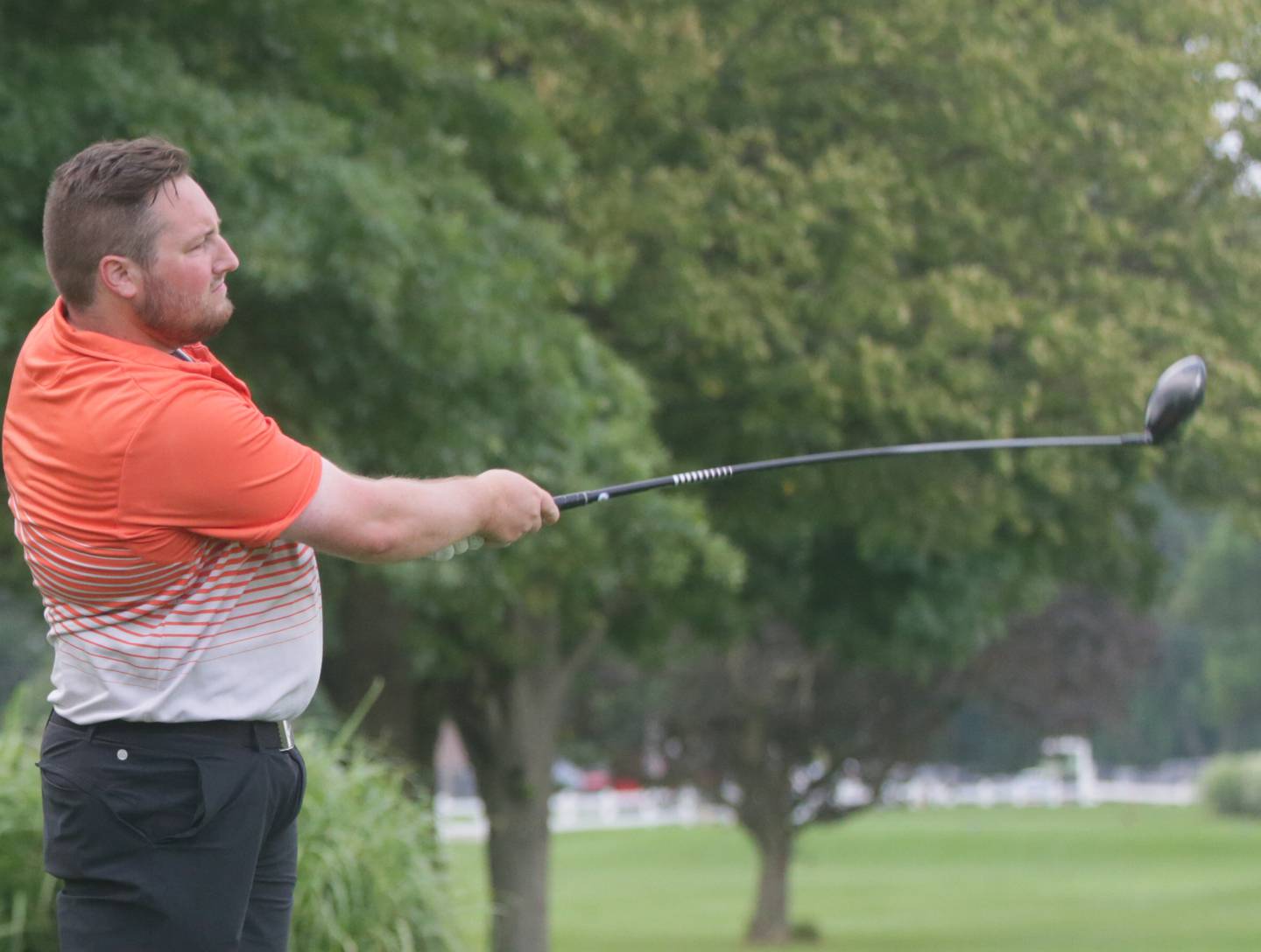 Patrick Guilfoyle follows his drive during the 2022 Richard J. Berry Memorial Championships held Sunday, July 17, 2022, in Streator.