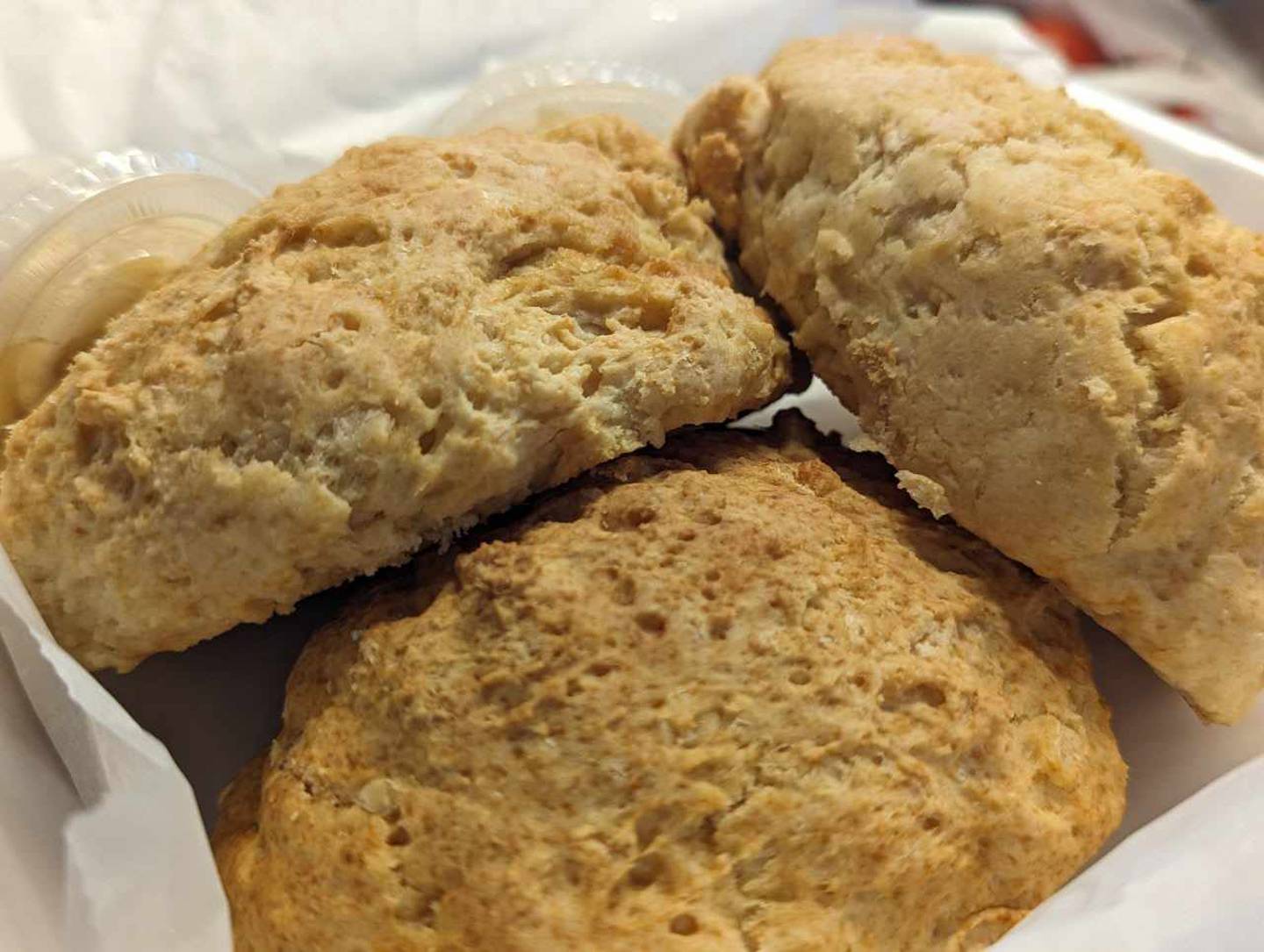 Pictured is a side order of biscuits from the Southern Cafe in Crest Hill. The biscuits were more than twice as large as the typical biscuit and had a homemade texture and taste.
