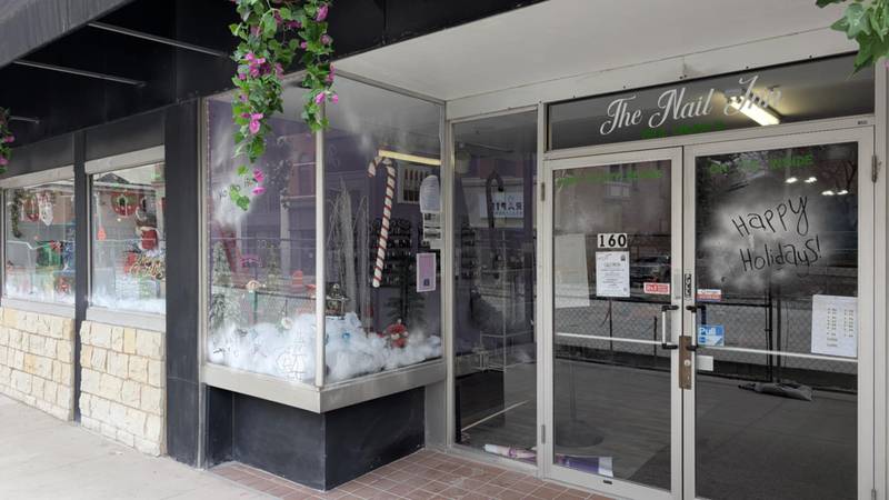 The Nail Inn & School of Cosmetology, the second place winner in the Joliet City Center Partnership's Holiday Window Decorating Contest, is seen Thursday, Dec. 19, 2024, at 160 N. Chicago St. in Joliet.