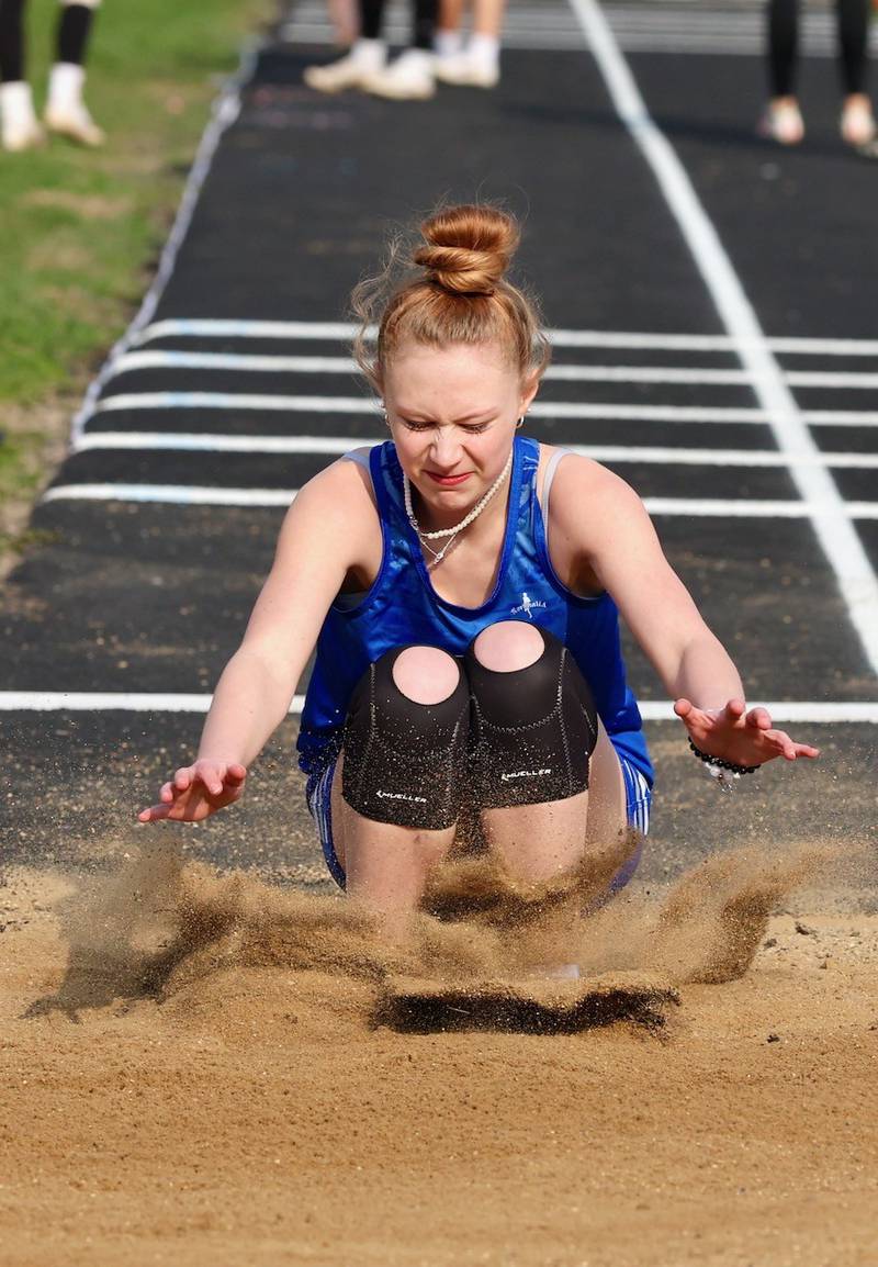 Princeton's  Journey Short competes in the triple jump in Thursday's Howard-Monier Meet at Princeton.