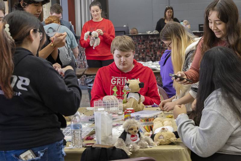 Jace Murphy of Rock Falls works on the Friendsgiving projects Wednesday, Nov. 13, 2024, at Sauk Valley Community College.