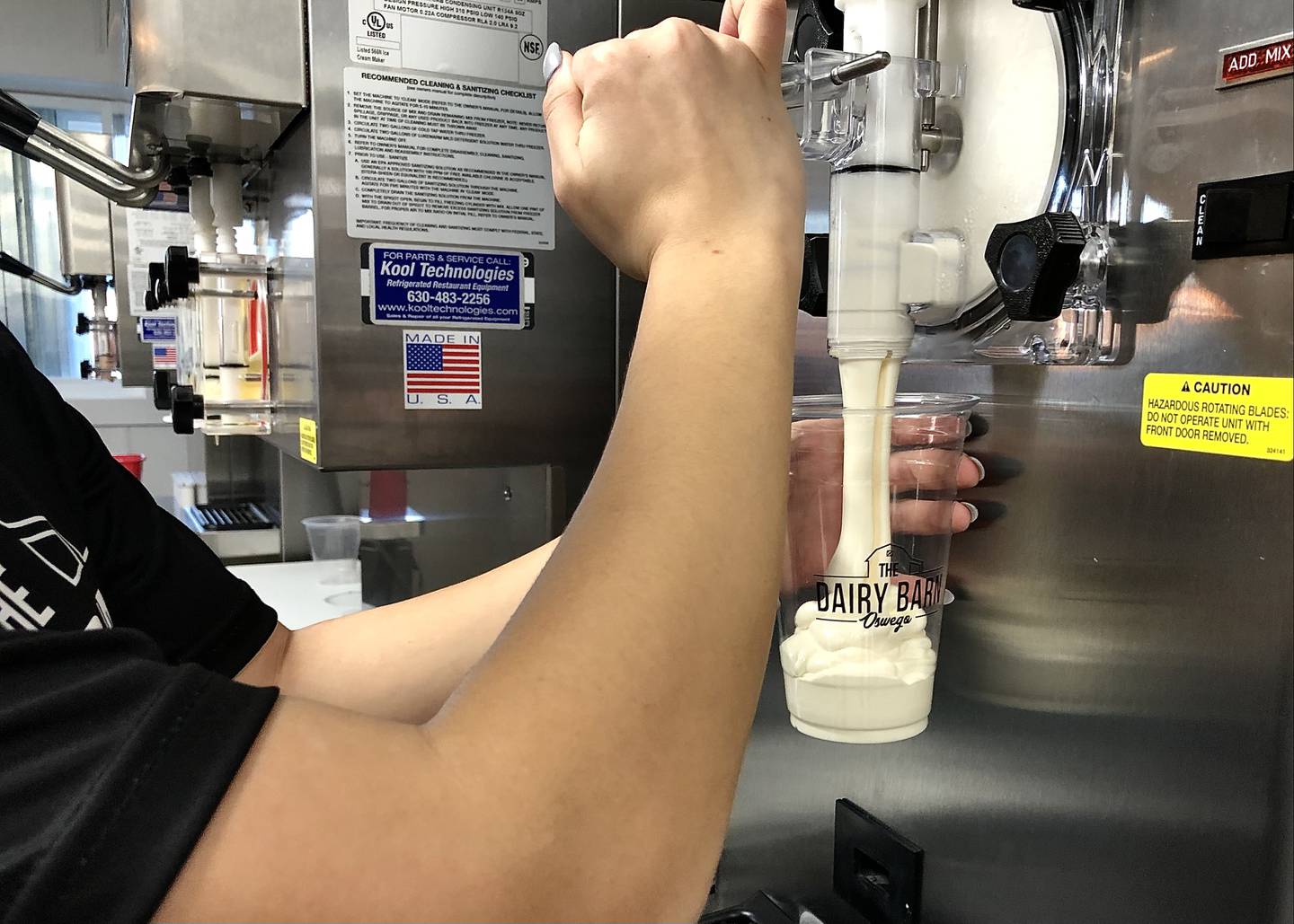 Dairy Barn staff practice making shakes during training.  (David Petesch - @davidpetesch)