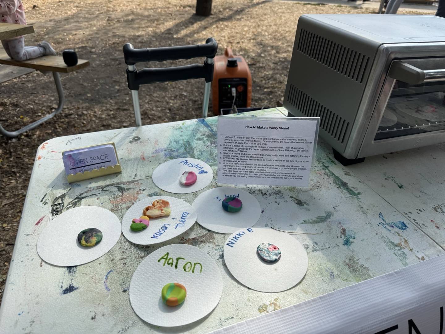 Open Space in Ottawa provided materials for attendees to create memory stones during Saturday's of the Out of the Darkness Walk.