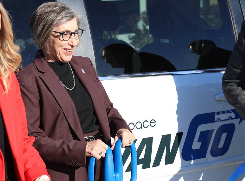 Pace Executive Director Melinda Metzger attends the ribbon cutting ceremony for the official launch of the Pace VanGo vanpool reservation-based round-trip service on Thursday, Dec. 4, 2025 in Joliet.