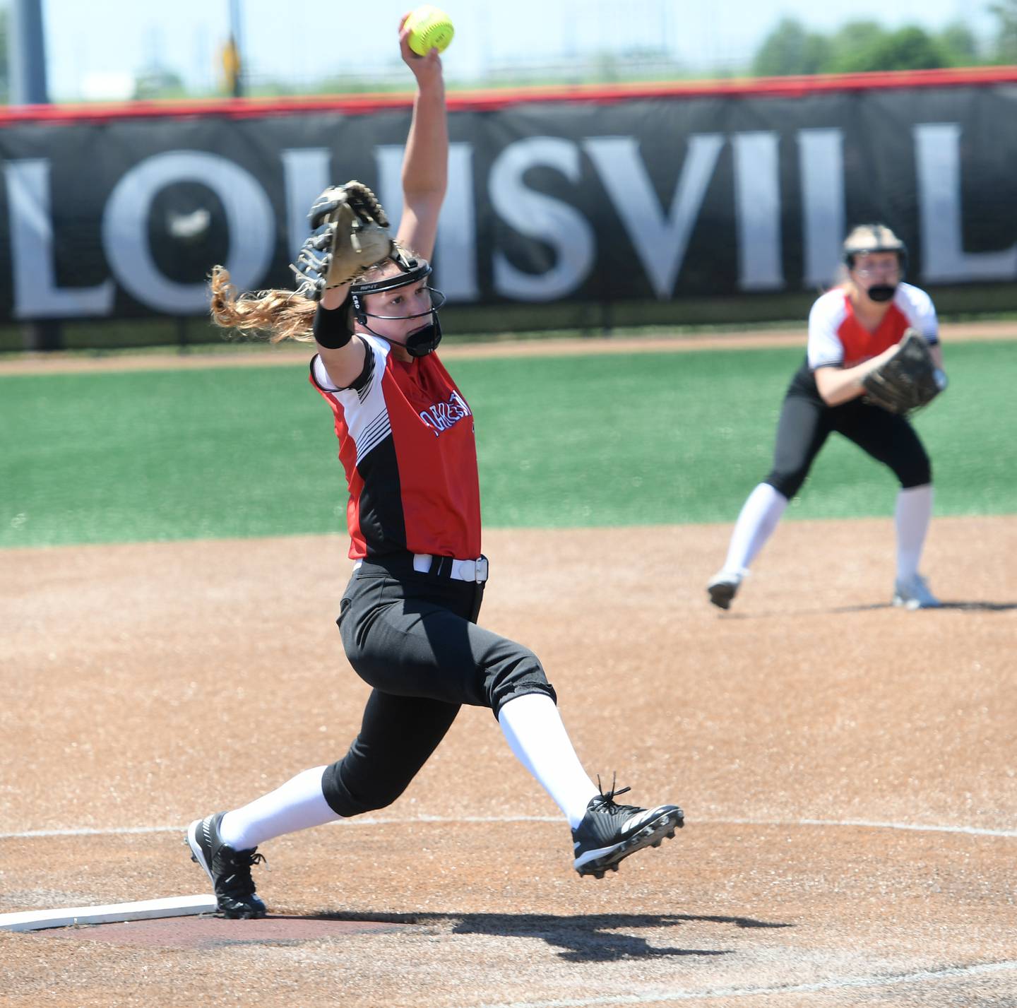 Forreston's Kara Erdmann delivers a pitch during action against Casey-Westfield in the 1A semifinal game on Friday, June 3 in Peoria. The Cardinals fell to the Warriors 4-0 and will play for third place on Saturday at 9 a.m.