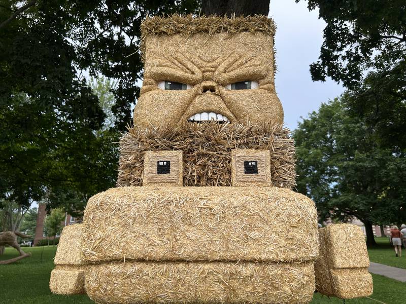 “Chicken Jockey” won the 2025 U.S. National Straw Sculpting Competition in Mt. Morris. It was created by Danica and Mark Rogers of Rochelle.