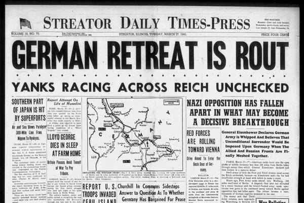 Historical covers for March 27: German retreat is rout