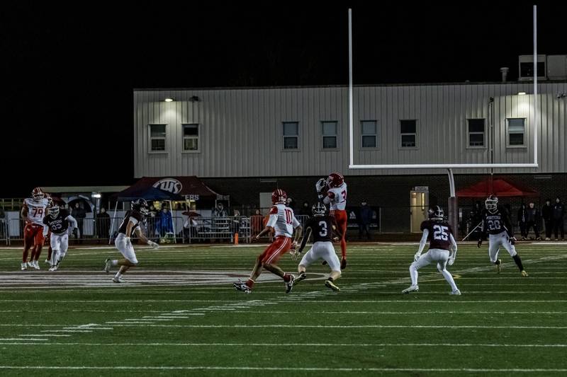Lockport and Homewood-Floosmoor compete during an 8A varsity football playoff game at Lockport Township High School East Campus on Nov. 8, 2025.