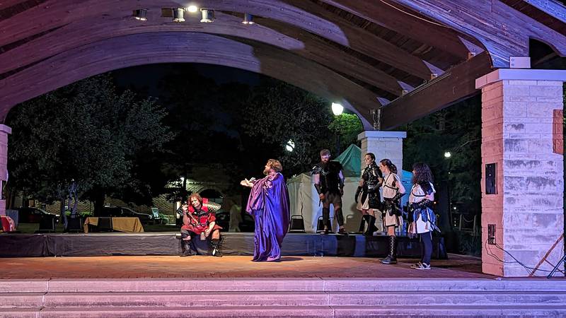 Actors perform in “Coriolanus," a lesser known Shakespeare tragedy, on Saturday, May 20, 2023, at the Billie Limacher Bicentennial Park Theatre in Joliet. The final performance of “Coriolanus” – this year’s featured work at the third annual Shakespeare & Art in the Park – will be at 2 p.m. Sunday at the Billie Limacher Bicentennial Park Theatre in Joliet.