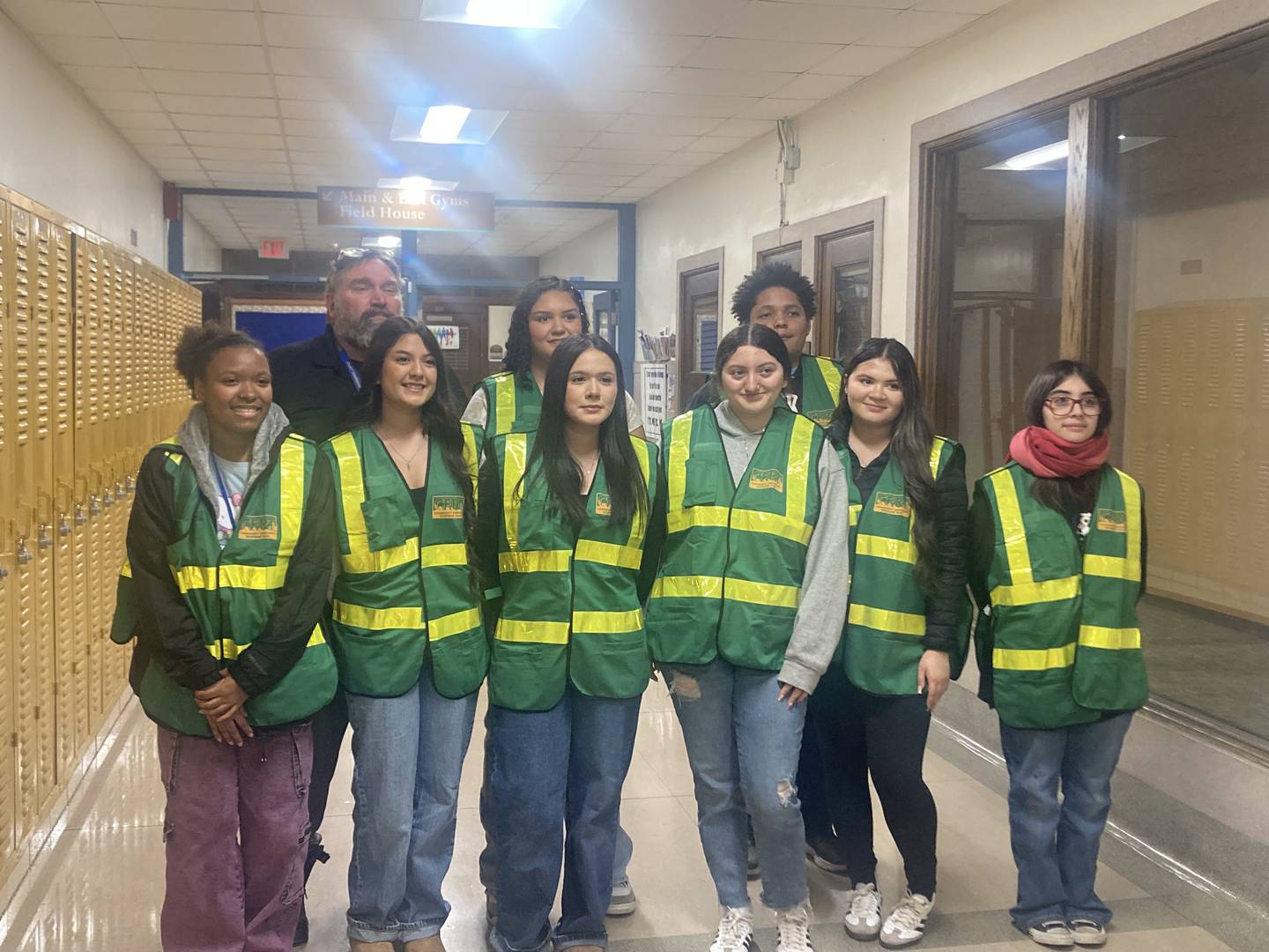 John Lukancic with Joliet Central CERT students Rihanna Ross, Fernanda Martinez, Jazmine Tena, Beatriz Campa, Daisy Heredia, Qwentreo Gipson, Monica Delgado, and Brianna Hernandez.
Thursday, Dec. 11, 2025.